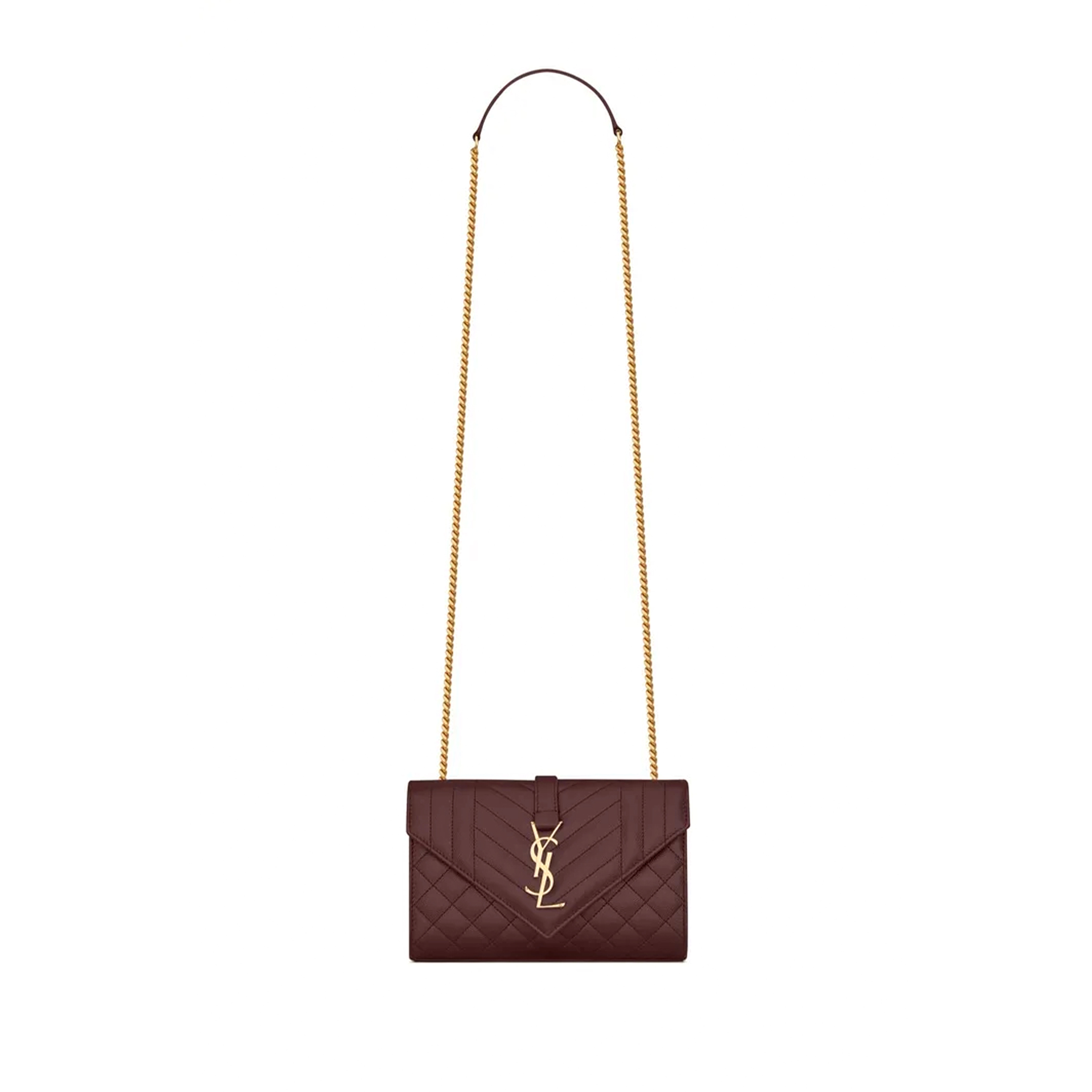 YSL ENVELOPE SMALL IN QUILTED GRAIN DE POUDRE EMBOSSED LEATHER 600195BOW916475 (21*13*6cm)